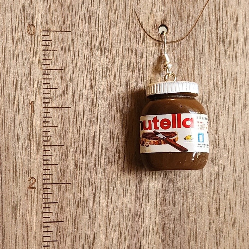 Handmade Miniature Jar Earrings Brown White Novelty Foodie 3D Dangle Jewelry - Picture 2 of 9